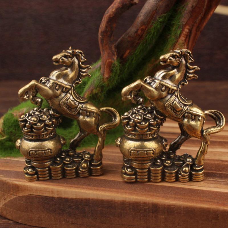 Bronze Horse Desktop Decoration Living Room Tea Table Sculpture Metal Craft Home Decorations Chinese Zodiac Horse Statue