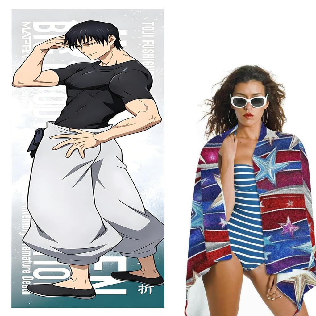 1pc Jujutsu Kaisen Beach Towel Japanese Anime Microfiber Quick Dry Soft Skin Friendly Gym Sports Towel Fashion Beach Accessories