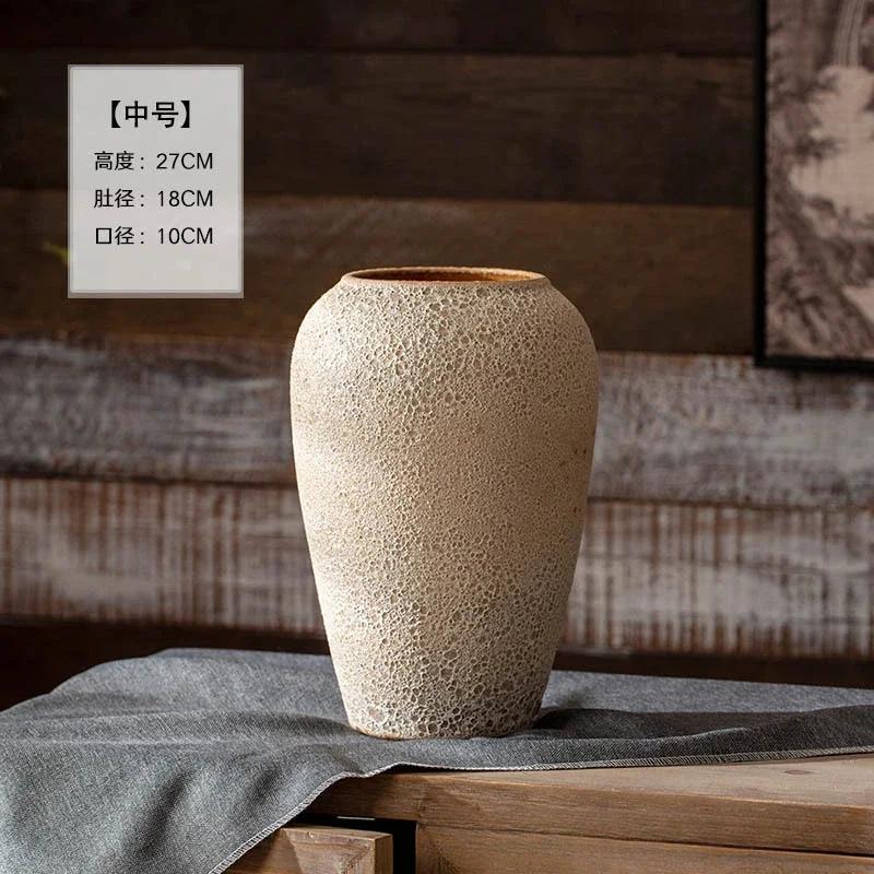 Ländliche Einfachheit Keramik Hydroponik Vase Retro Altmodisch Eingang Schreibtisch Porzellan Ornament Grobkeramik Heimdekoration
