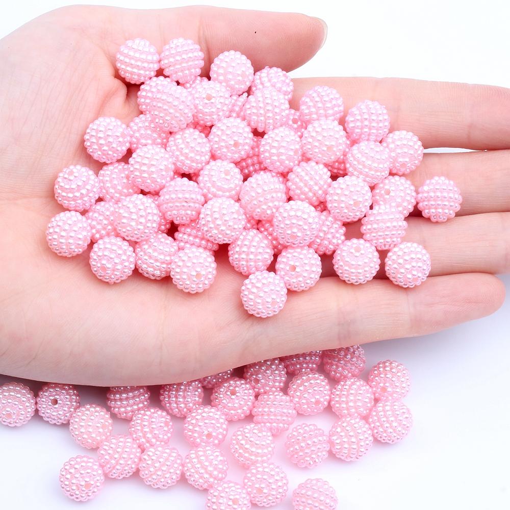 Hot Sale 200pcs 15mm Multicolor Bayberry Perforation Pearl Beads Hole Resin DIY Jewelry Decorations for Dress Making