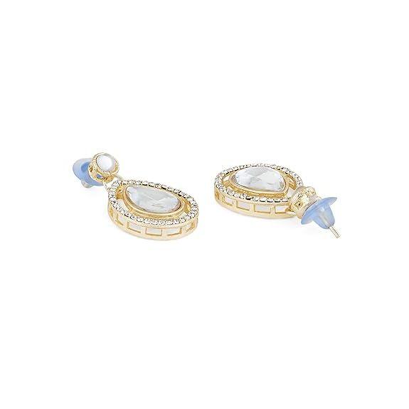 Gold Tone Dazzling Stones Austrian Diamonds Embellished Necklace & Earring Set For Women