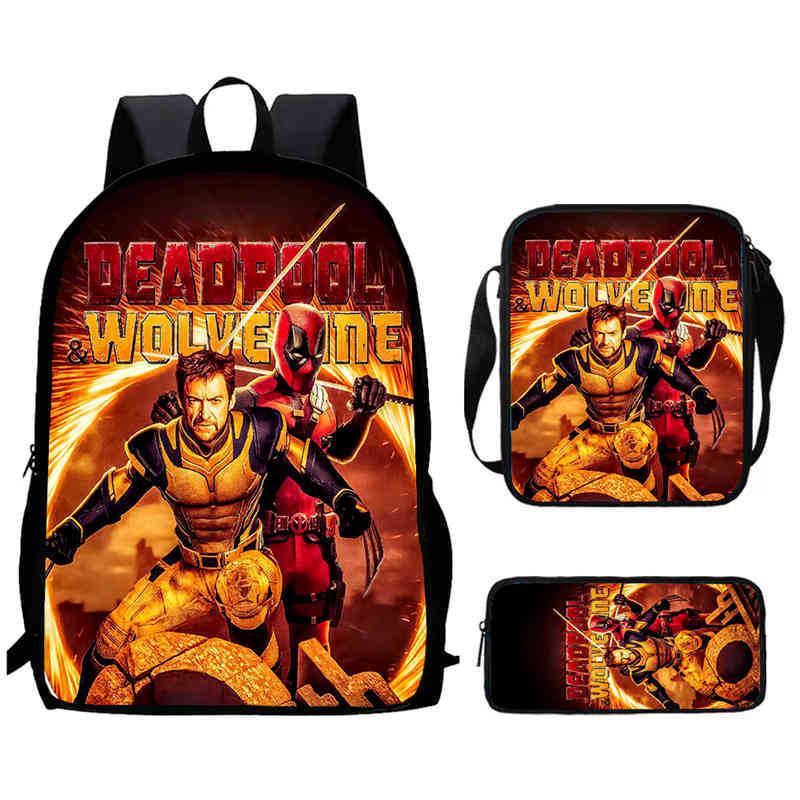Mochila Escolar Infantil de Deadpool y Wolverine con Tejido Oxford Ligero para Estudiantes de Primaria
