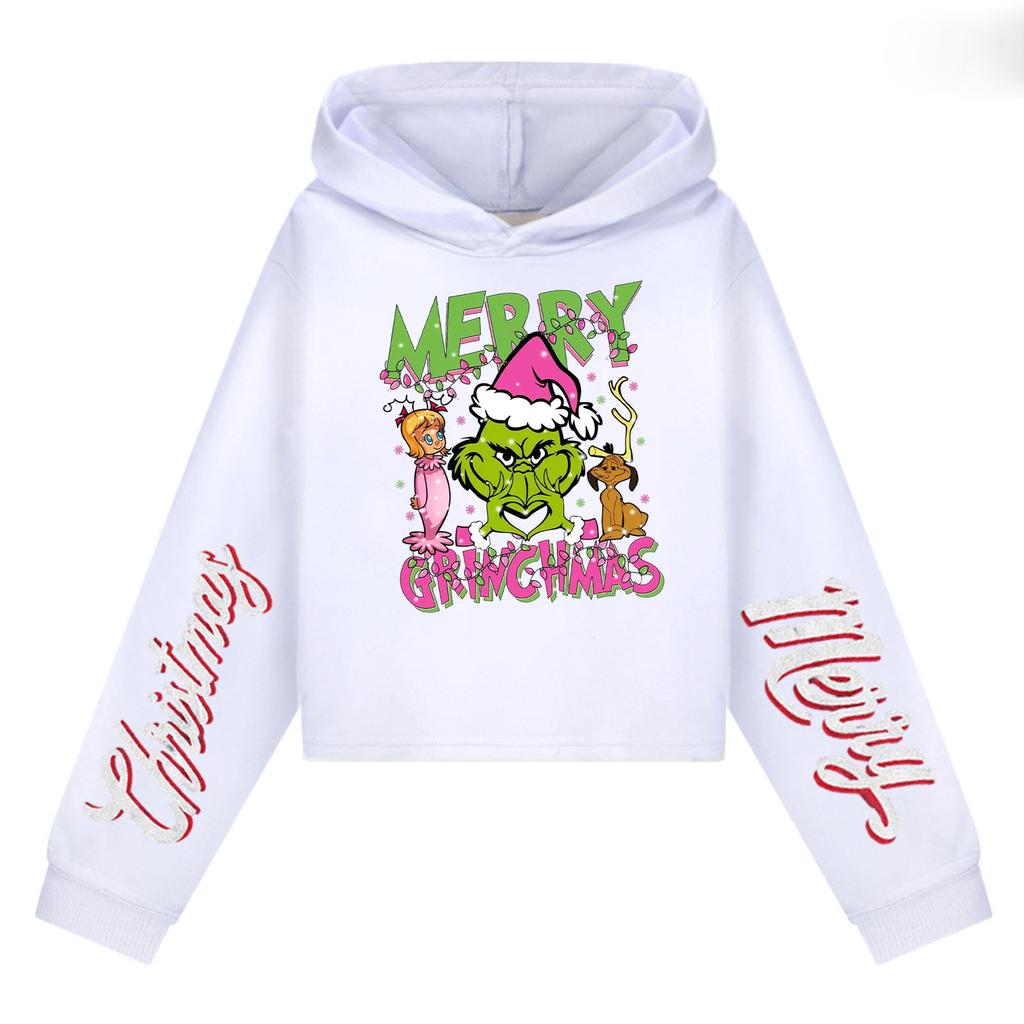 Kids' Casual Fashion Christmas Printed Long Sleeve Hooded Sweatshirt (No Drawstring)