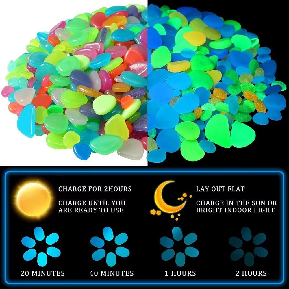 600Pcs Mini Glow In The Dark Pebble Resin 1cm Fish Tank Luminous Stone Glowing Effect DIY Garden Glow Pebbles Terrace