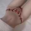 Women G-string Triangle Metal Ring Sexy Butterflies Embroidery Adjustable Lady Thong Inner Wear Clothes
