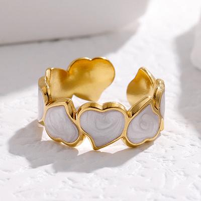 Temperament Stainless Steel Heart Ring for Women Adjustable Finger Rings Fashion Party Wedding