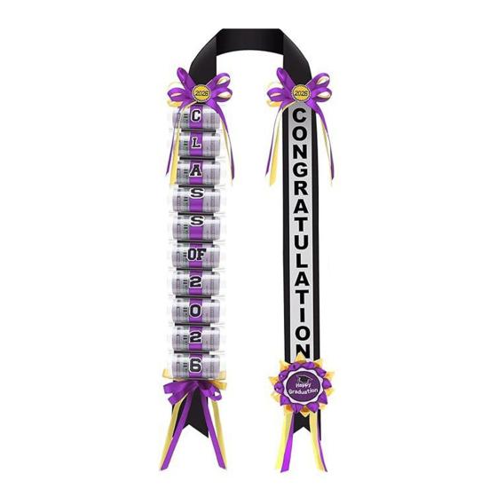 2026 Graduation Money Lei with 11 Cash Holder Double Braided Grad Ribbon Leis Graduation Gifts for Class of 2026 High School College Party Supplies