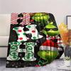 Christmas Grinch Cartoon Printing Flannel Blanket Bedroom Sofa Camping Warm Blanket Gifts for Family and friends-MJ014