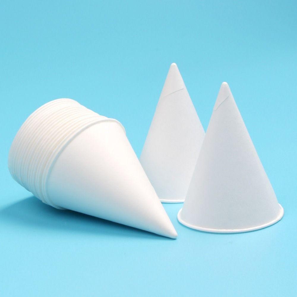 200pcs Leakproof White Paper Cone Cups 3.7/4.5 OZ Shaved Ice Cups Practical Cone Paper Cups  Parties