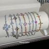 Korean Version of Simple Zircon Geometric Rhombus Flower Bracelet Light Luxury High-end Bracelet Fashion Exquisite Versatile Jewelry Women