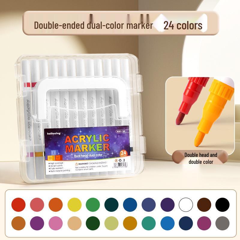 Acrylic Double-Ended Washable Marker Pens for Kids: Non-Bleeding, Layerable, Watercolor and Colored Options