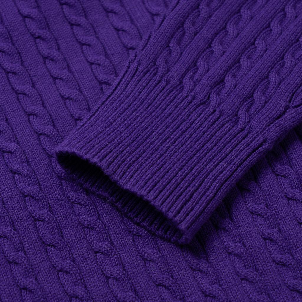 Polo Ralph Lauren Sweater FW25 Mini Cable Knit Cotton Polo Collar Button Placket Pullover Long Sleeve Knit Kids Sweater Purple CWPOSWEG6820574-500