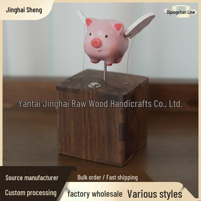 Handmade Wooden Pig Toy and Birthday Gift Ornament for Kids