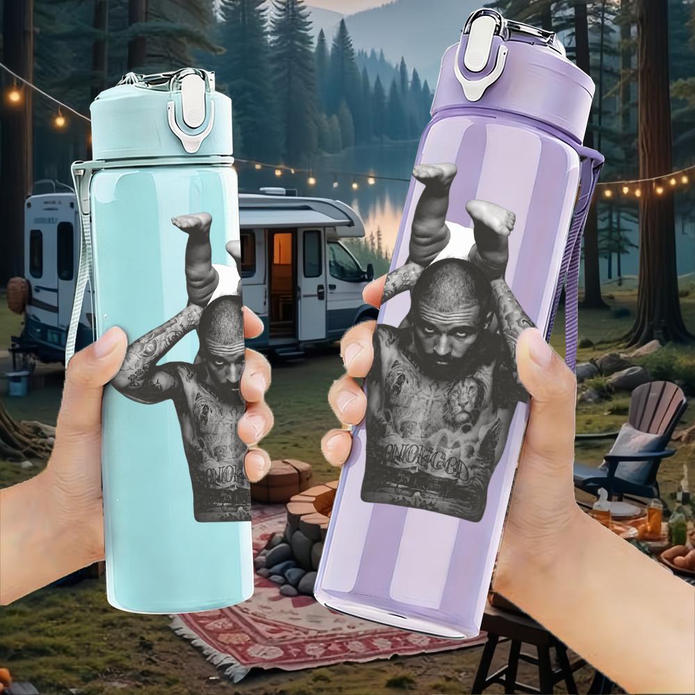 1PC Muscular Male Torso Minimalist Sketch Print 750ml Portable Sports Water Bottle Leakproof Gym Outdoor Travel Drink Cup