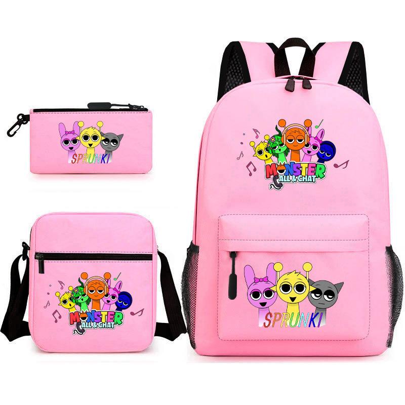 Rhythm box game merchandise student bag sprunki cartoon starry sky backpack leisure bag 3-piece set D