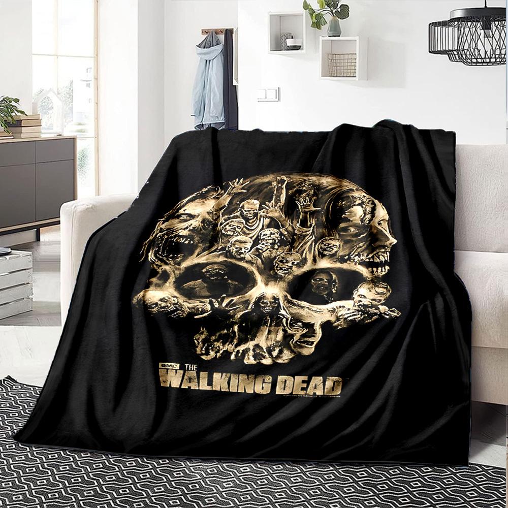 1pc walking dead skull Throw Blanket Soft Flannel, Cozy All Season Polyester Perfect for Home, Office