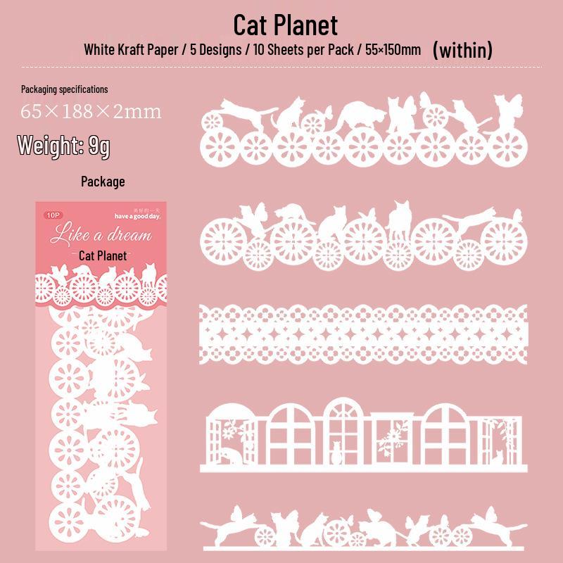

Beautiful Day Dreamlike Series: Long Strip Hollow Lace Paper, 10 Sheets/Pack, 6 Styles Available