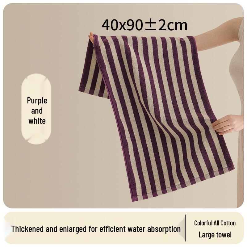 Soft Quick-Dry Oversized Striped Combed Cotton Bath Towel