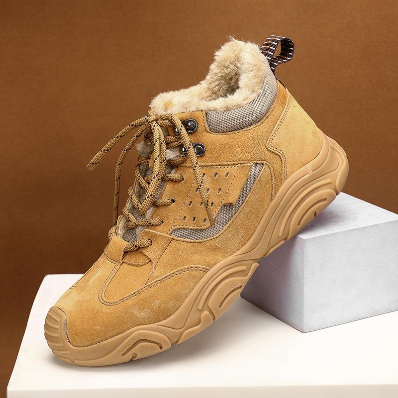 Warm Velvet Men S Shoes Casual High-Top Outdoor Sports Mountaineering Martin Boots 38