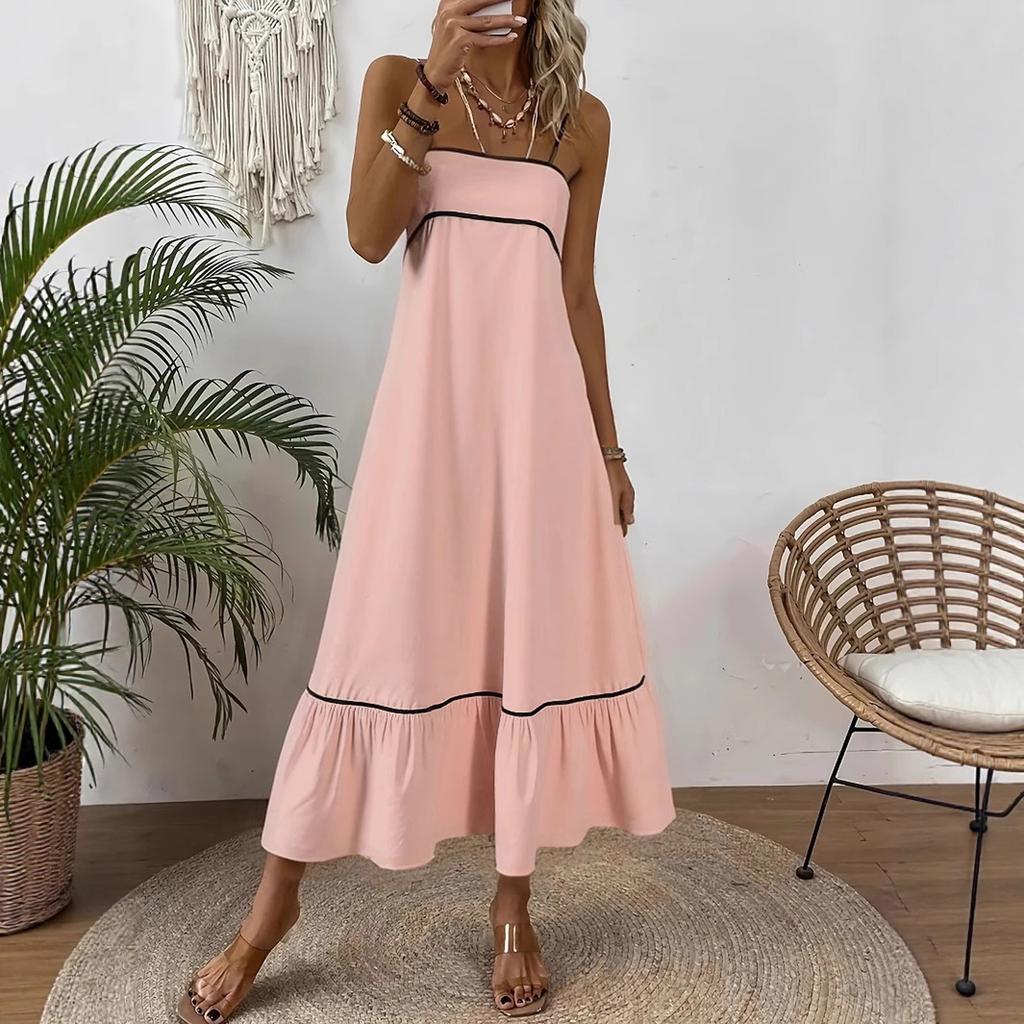 Women's Casual Sleeveless Sundress Plain Long Summer Beach Maxi Dress