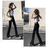 High-waisted Stretch Slim-fit Split Straight Tube Drop Mop Pants
