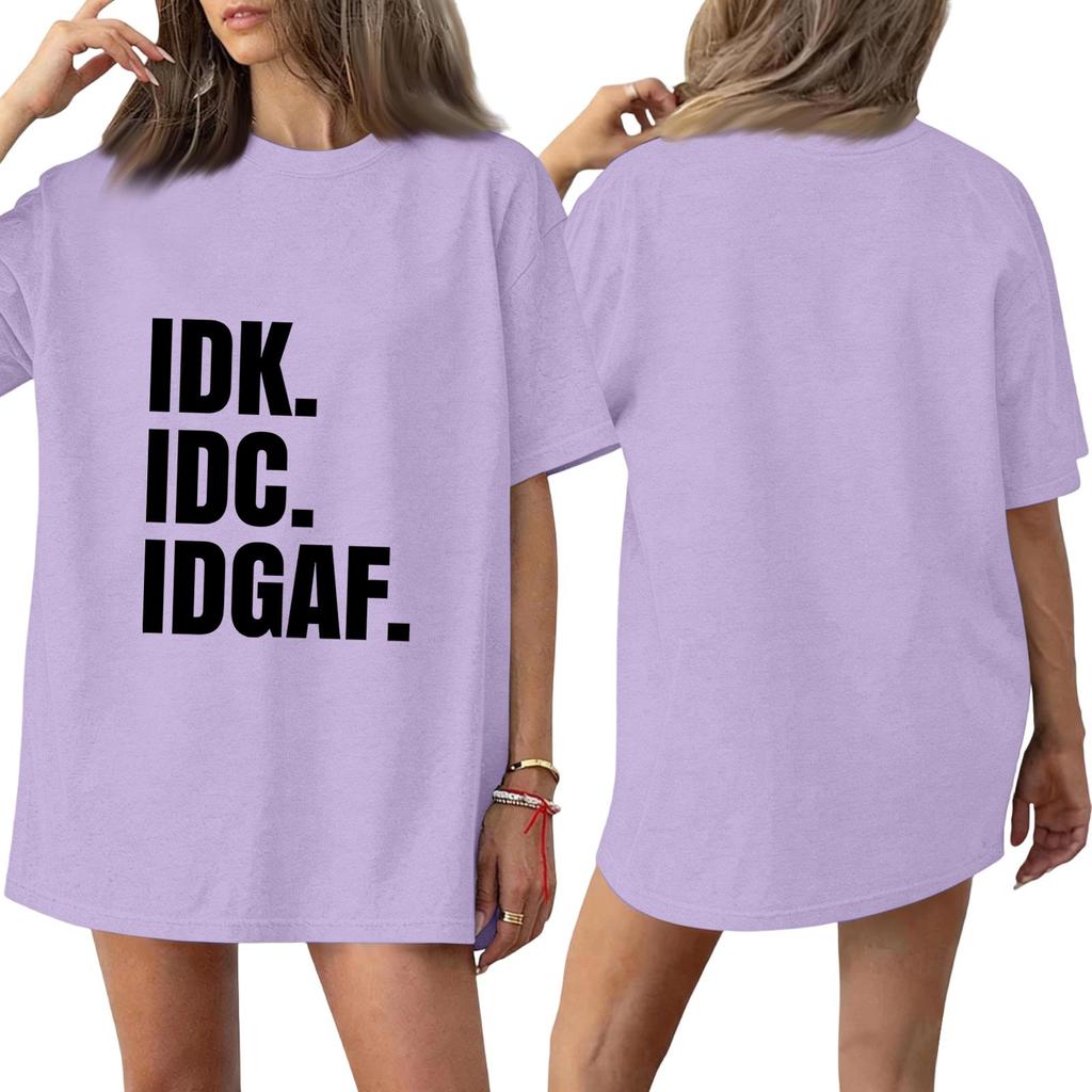 Women's Color Neck Funny Letter Print Short Sleeve T-Shirt