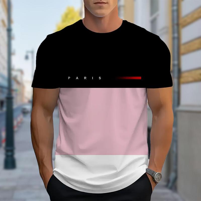 

Новая летняя мужская модная футболка с принтом Personality Montage, мужская футболка, топ 8XL розовый