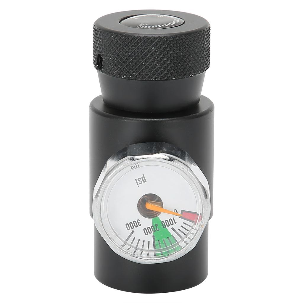 Einstellbares CO2-Nachfülladapterventil mit 8mm Außengewinde ASA 3000psi Manometer Schwarz