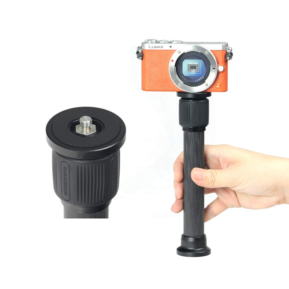 The SWFOTO is an extendable carbon fiber tripod assembled with a carbon fiber tripod and extension ET-01 pole.