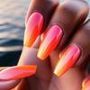 Cross-Border Hot Sale: Orange Blush Gradient Ballet Fake Nails with Pure Desire & Whitening Yellow Nail Art Stickers