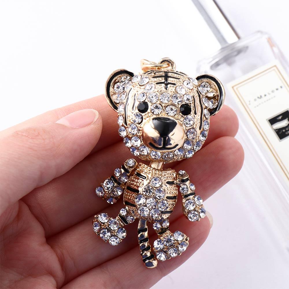 Couple Gifts DIY Trinkets Car Keychain Metal Rhinestone Keychain Tiger Key Chain Tiger Key Ring