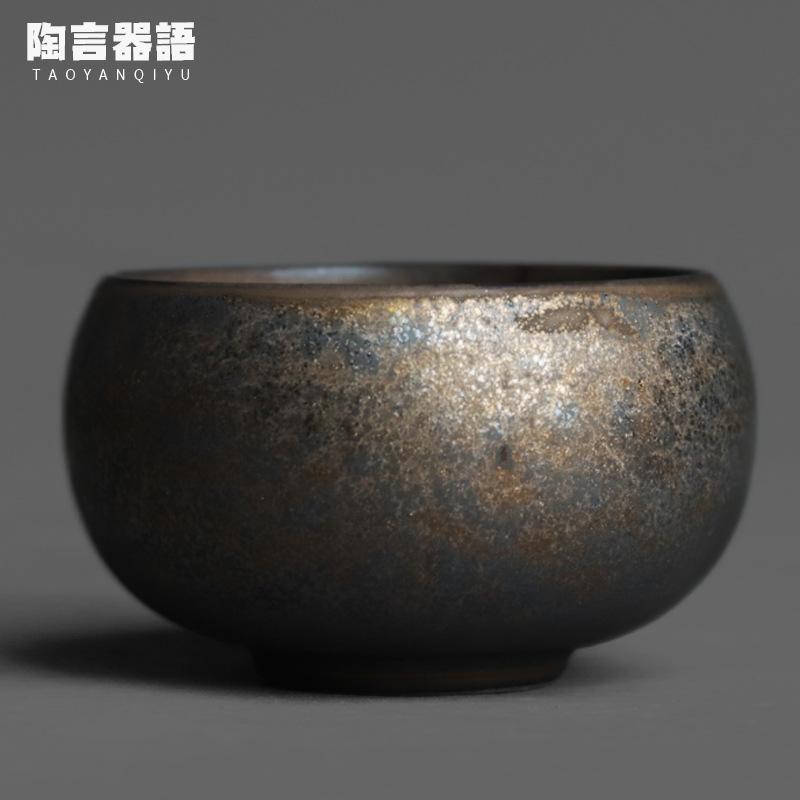 

110ml Coarse Pottery Kiln Fambe Teacup Aesthetic Tea Bowl Mug Tea-tasting Fragrance Cup Jianzhan Master Cups Tea Services Craft As Your Choose