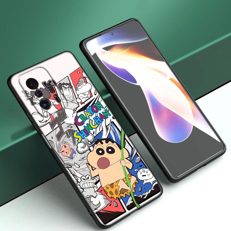 Cartoon C-Crayon Shinchan Schwarze Handyhülle für Xiaomi Mi 9 SE 8 10T 11 12 13 Lite 9T 11T 12S 12T 13T 14 Pro 5G NE 11i 12X