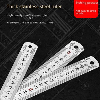 Stainless Steel Ruler Set: Durable 20/30/40cm Metric Rulers