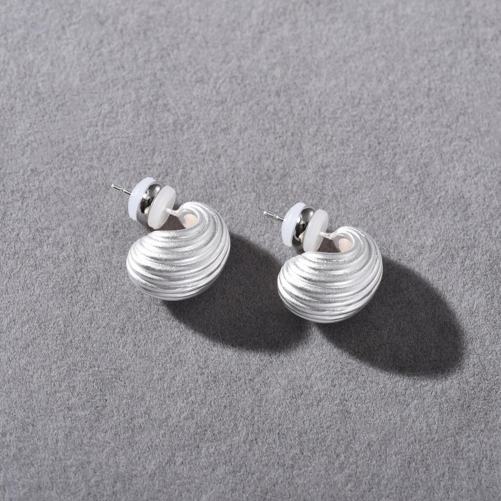 Original Design Matte Copper Platinum Plated S925 Silver Needle Stud Earrings, Niche Fashion Commuter Must Enter Earrings