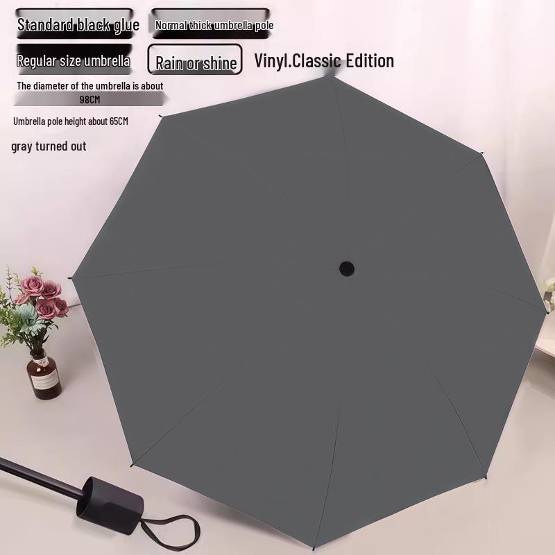 Yu Zhong Dual-Use Large Folding Umbrella for Men & Women, Sun & Rain Protection, Black Glue Shade, Perfect Gift.