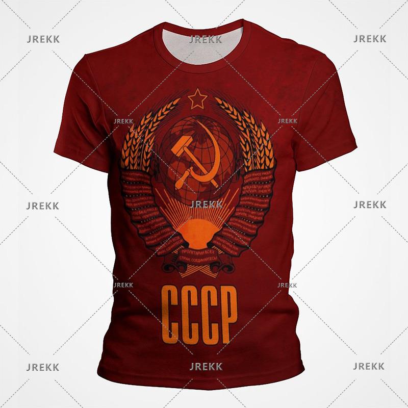 Russian Flag Logo Graphic T Shirts CCCP Banner 3D Printed T Shirt For Men Military Oversized T-Shirt Streetwear Casual Tee Tops