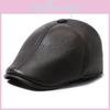 Stylish Black And Coffee Pu Leather Duckbill Cap For Elderly Men With Ear Protection