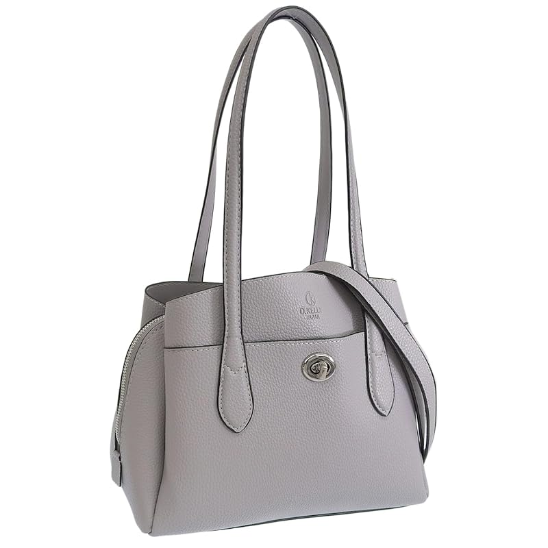 

[Rinle] bag ladies tote bag shoulder bag handbag 2WAY front pocket work bag Shoulder bag simple D.KELLY (942 gray/gray)