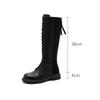 Fashion Versatile High Heel Knight Boots Large Size Black Skinny Martin Boots Women's thick-soled inner height increases but knee boots