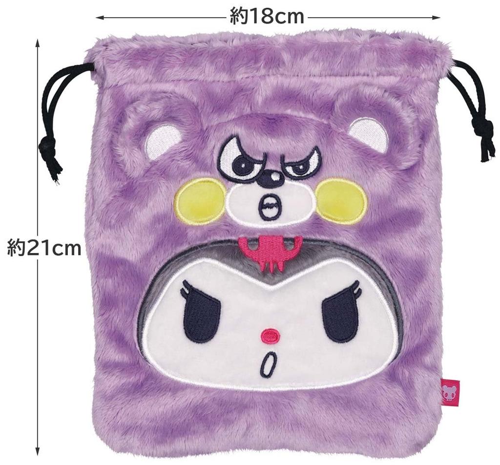 Skater Boa Drawstring Kuromi and x Bag, Sanrio, 25.5 20cm, ZKT1-A
