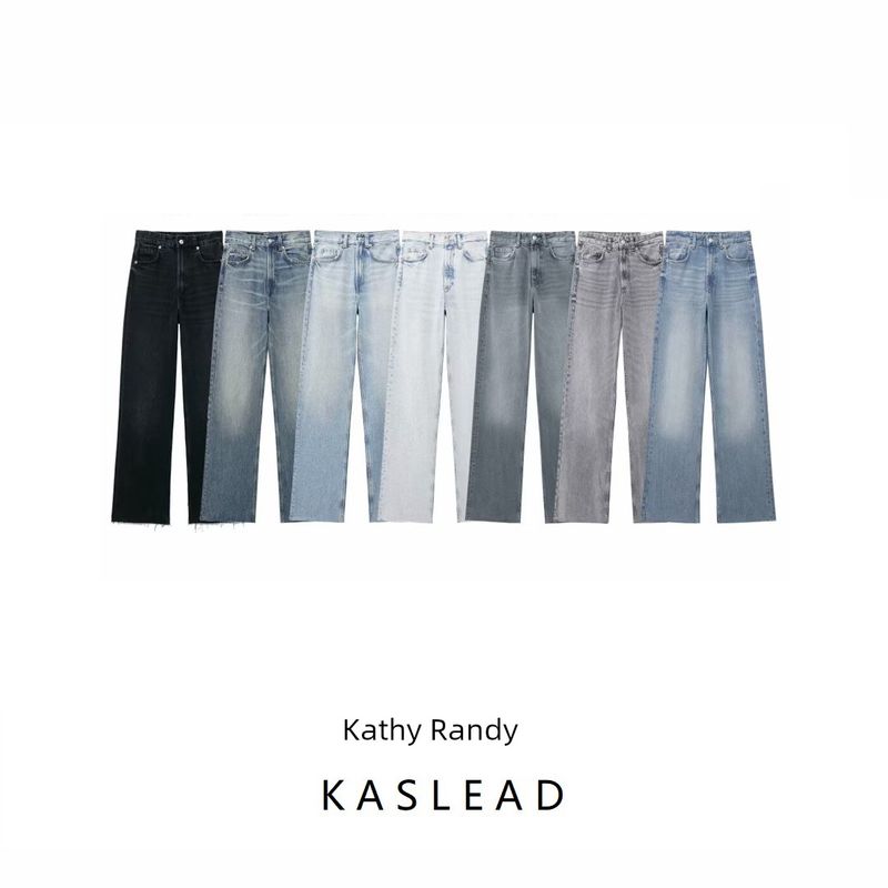 Kaslead New Arrival Women's Clothing Fashion Style Fashion All-Match High Waist Wide Leg Denim 6045022