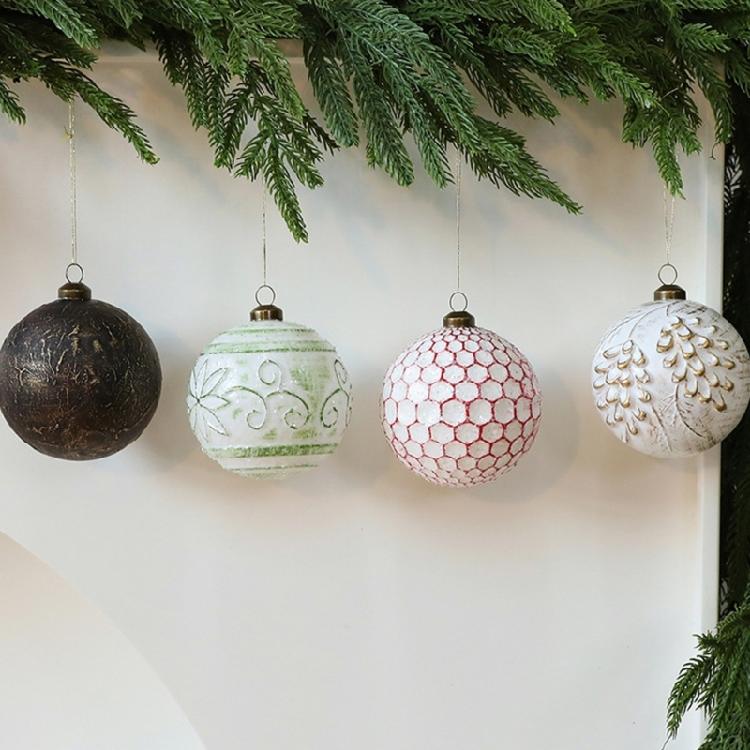 12Pcs Retro Christmas Ball Ornament 8cm Shatterproof Christmas Baubles Hanging Decorations for Tree Wreath Mantels