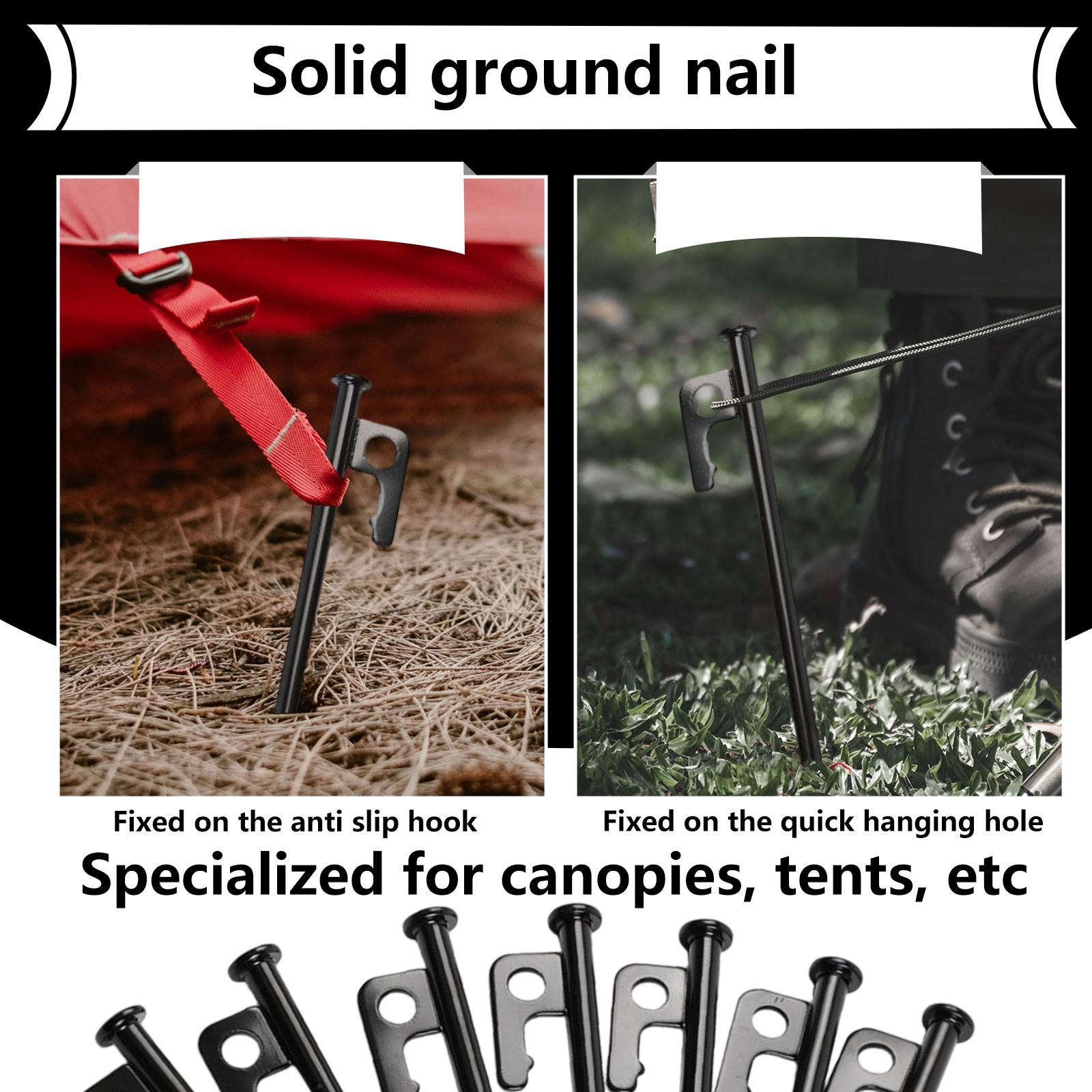 

Outdoor Carbon Steel Ground Nails Thick High Strength Tent Ground Nails Camping Extended Canopy Pole Fixed Windproof Camp Nails One Size