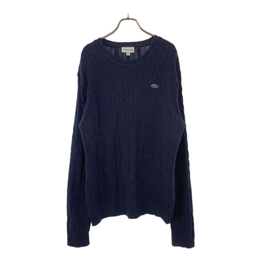 

LACOSTE Cable knitting Long sleeve sweater L Navy knit Men s Used