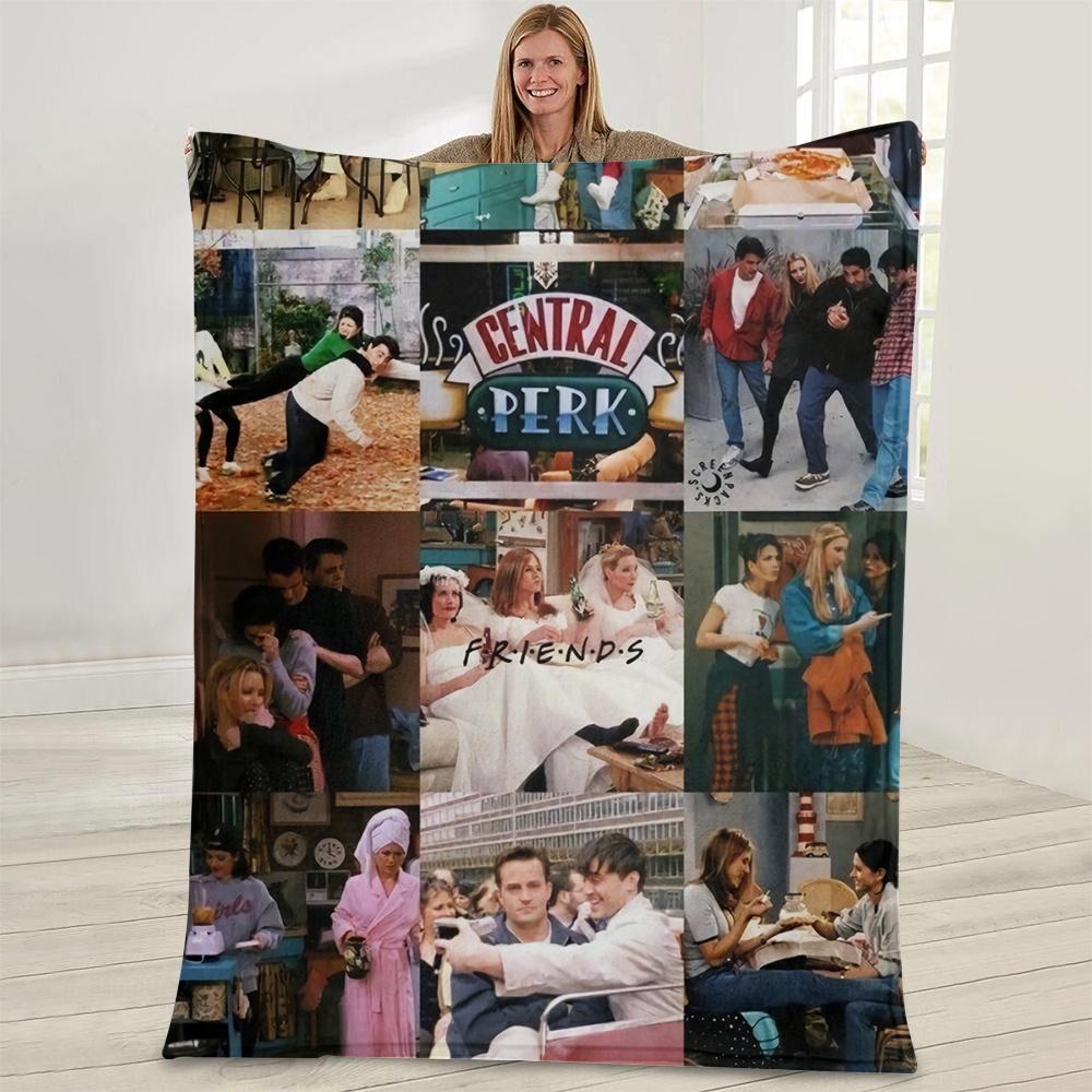 

Friends Printed Blankets Black Tv Show Comfortable Warmth Fleece Blanket