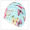 Shower Elastic Nylon Turban Flowers Printed Swimming Pool Bathing Hat Long Hair Waterproof Hats for Men Women