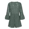 Women's Versatile Slimming Fashion Solid Color Two-piece Crochet Top+shorts Casual Set
