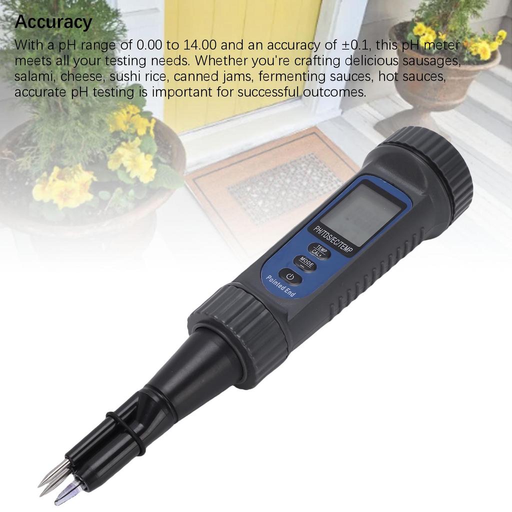 PH EC Temp Tester 4 in 1 PH Meter High Accuracy PH EC Temp Tester for Food Cheese Fruit Vegetables Soil Meat