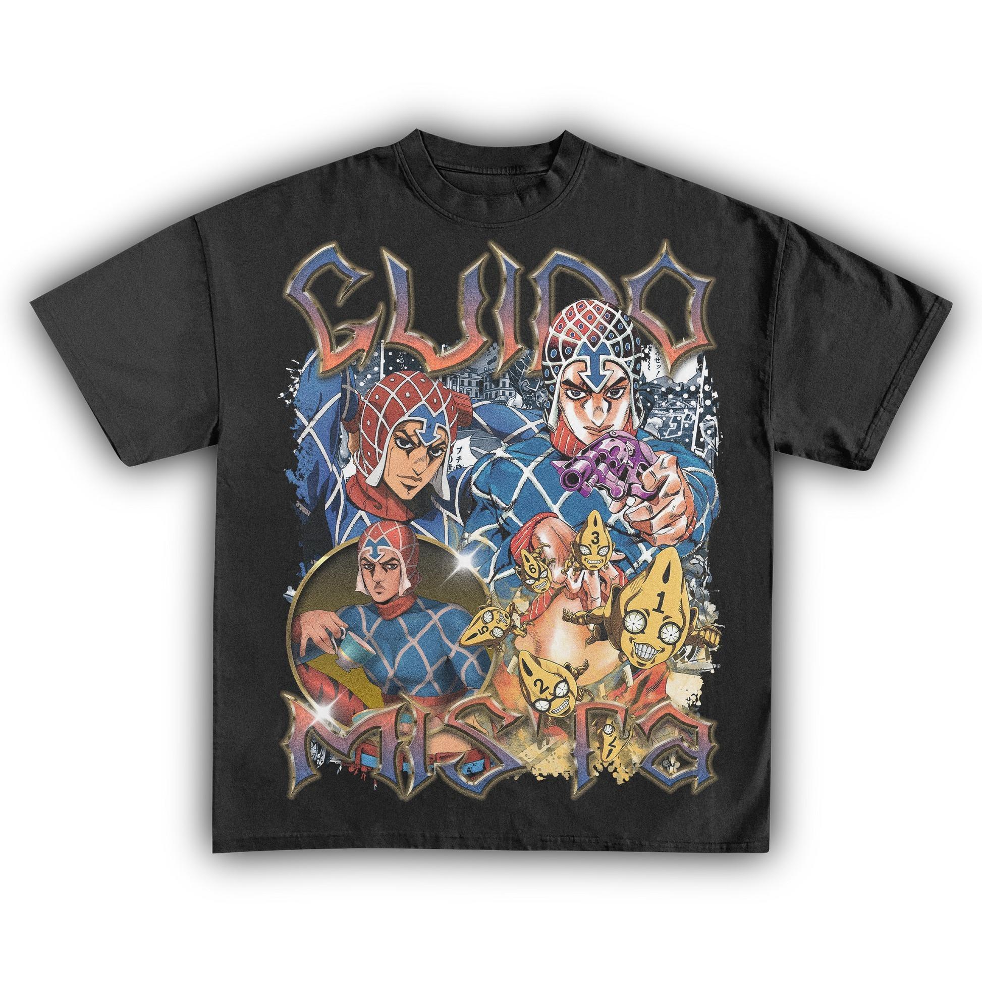 

JoJo s Bizarre Adventure Guido Mista T-Shirt Vintage Anime Graphic Tee Cotton Streetwear S разноцветный